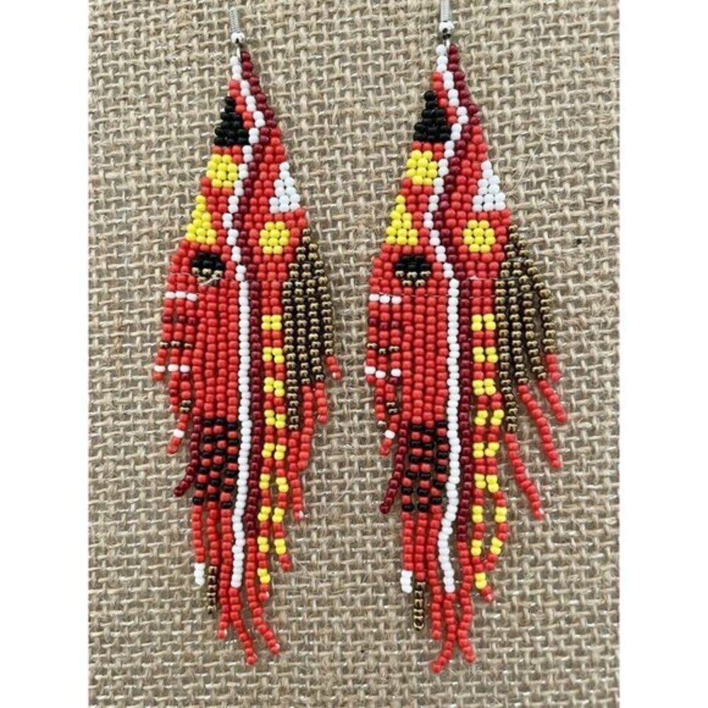 Handmade Miyuki Seed Bead Fringe Dangling Earrings Arizona Summer Day NWT